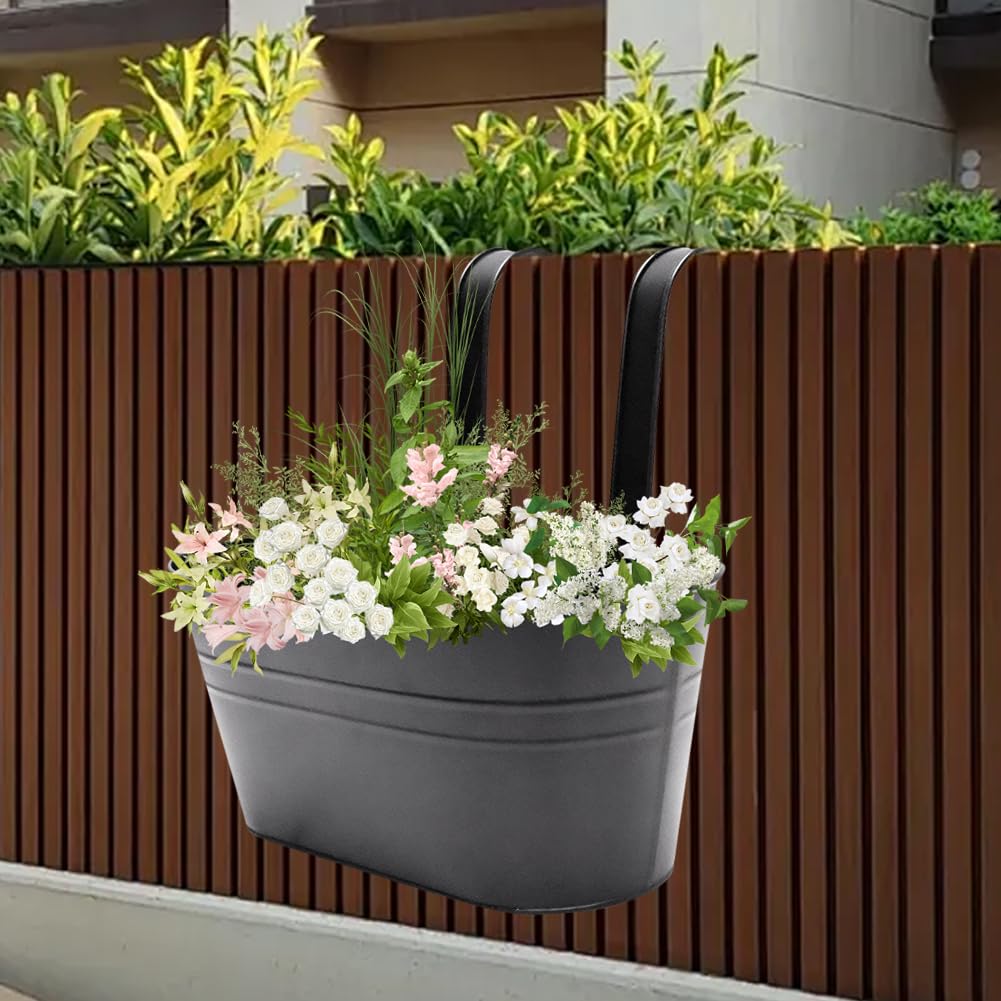 YiliYa Lot De 4 Pots De Fleurs Suspendus En Métal Colorés Avec Trou De Drainage - Parfaits Pour Jardin, Balcon, Clôture Et Patio