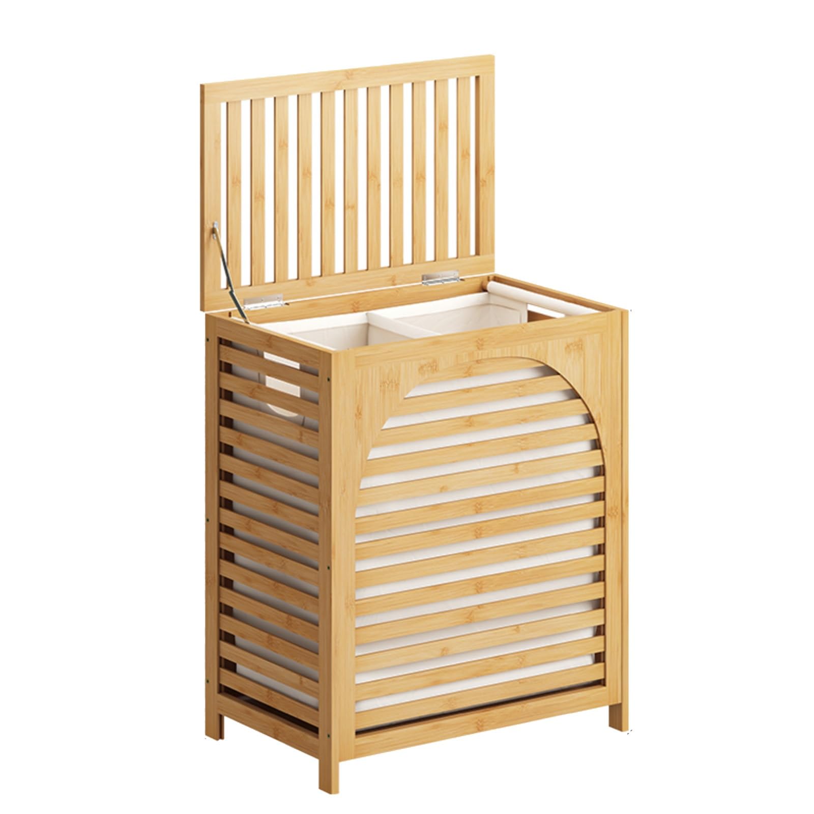 Panier à linge en bambou avec couvercle et doublure amovible, facile à monter, idéal pour la salle de bain, la chambre, les résidences étudiantes et la buanderie. Solution de rangement fonctionnelle