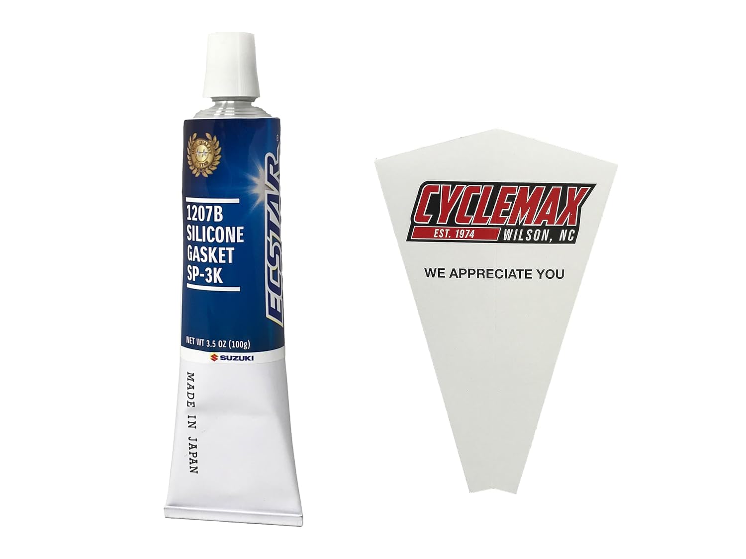 Cyclemax One Pack Compatible with Suzuki Ecstar 3.5 Ounce 1207B Silicone Gasket 990A0-06E70-03Z Contains One 3.5oz Tube and a Funnel