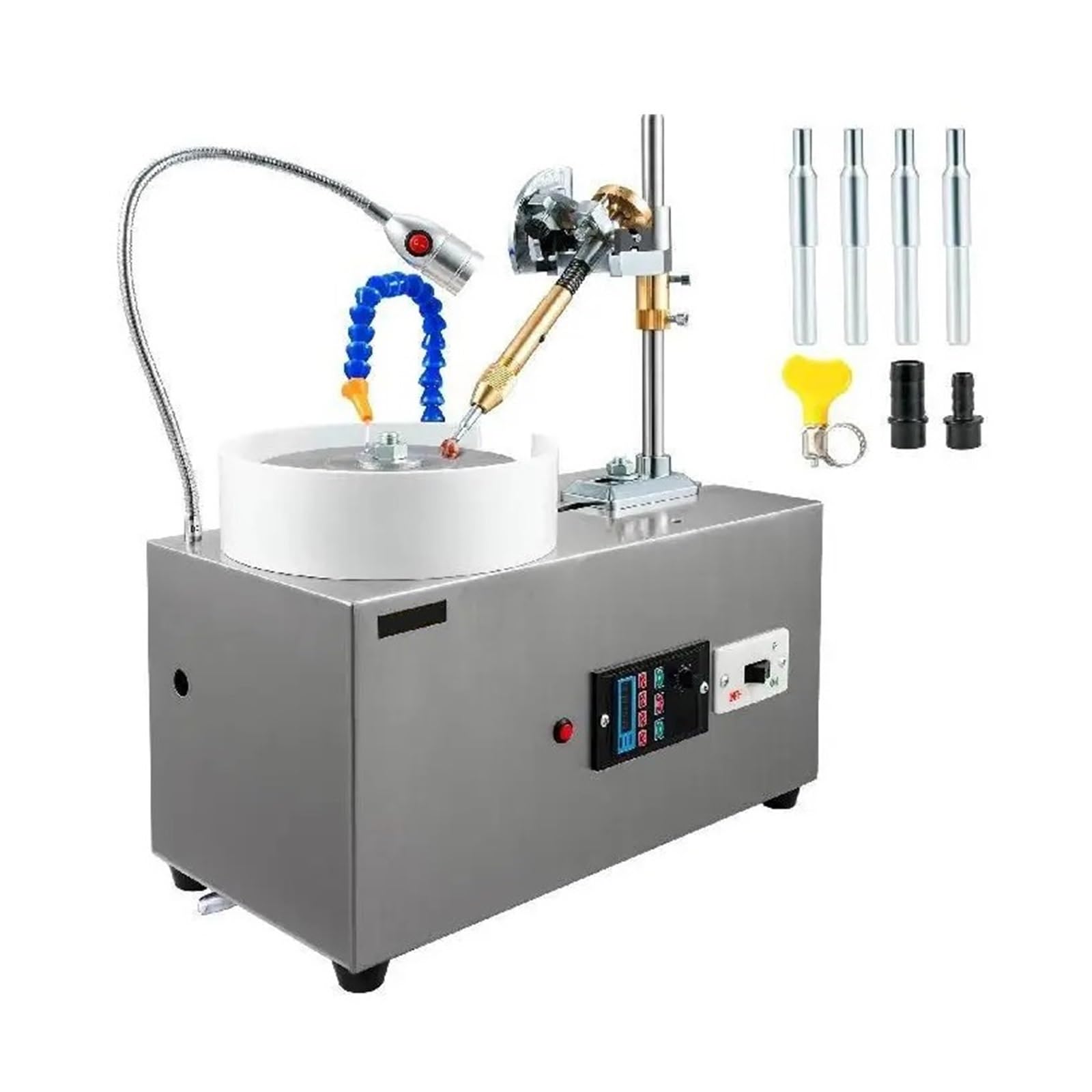 Machine À Facetter Les Pierres Précieuses 180W, Avec Manipulateur Facettes, Pompe Eau Légère Led, 2800 Tr/min, Traitement Des Plates, Polisseuse D'angle En Jade Conception Anti-Bruit