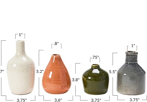 Miniatura 6 de Creative Co-Op DA8327-1 Jarrones de terracota azul, amarillo, verde y blanco (juego de 4 coloresformas)