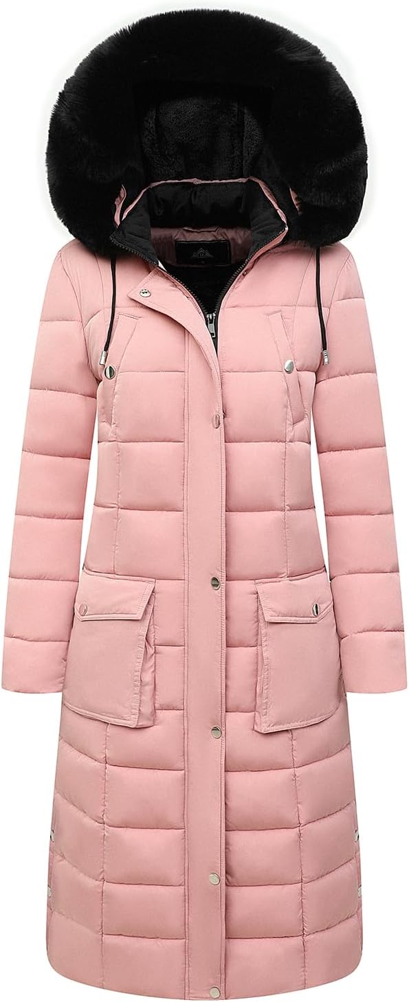 MOERDENG Women’s Waterproof Long Winter Coat Thickened Down Alternative Jacket Warm Puffer Jacket Parka