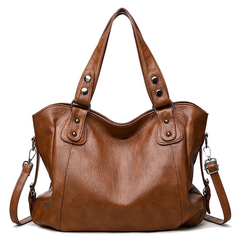 Grande Borsa Bauletto da Donna Borsa a mano con Tracolla in Pelle Sintetica Hobo Sacchetto Borsa a spalla Tote Borse Manici Donne Borsetta Borsa a tracolla Marrone