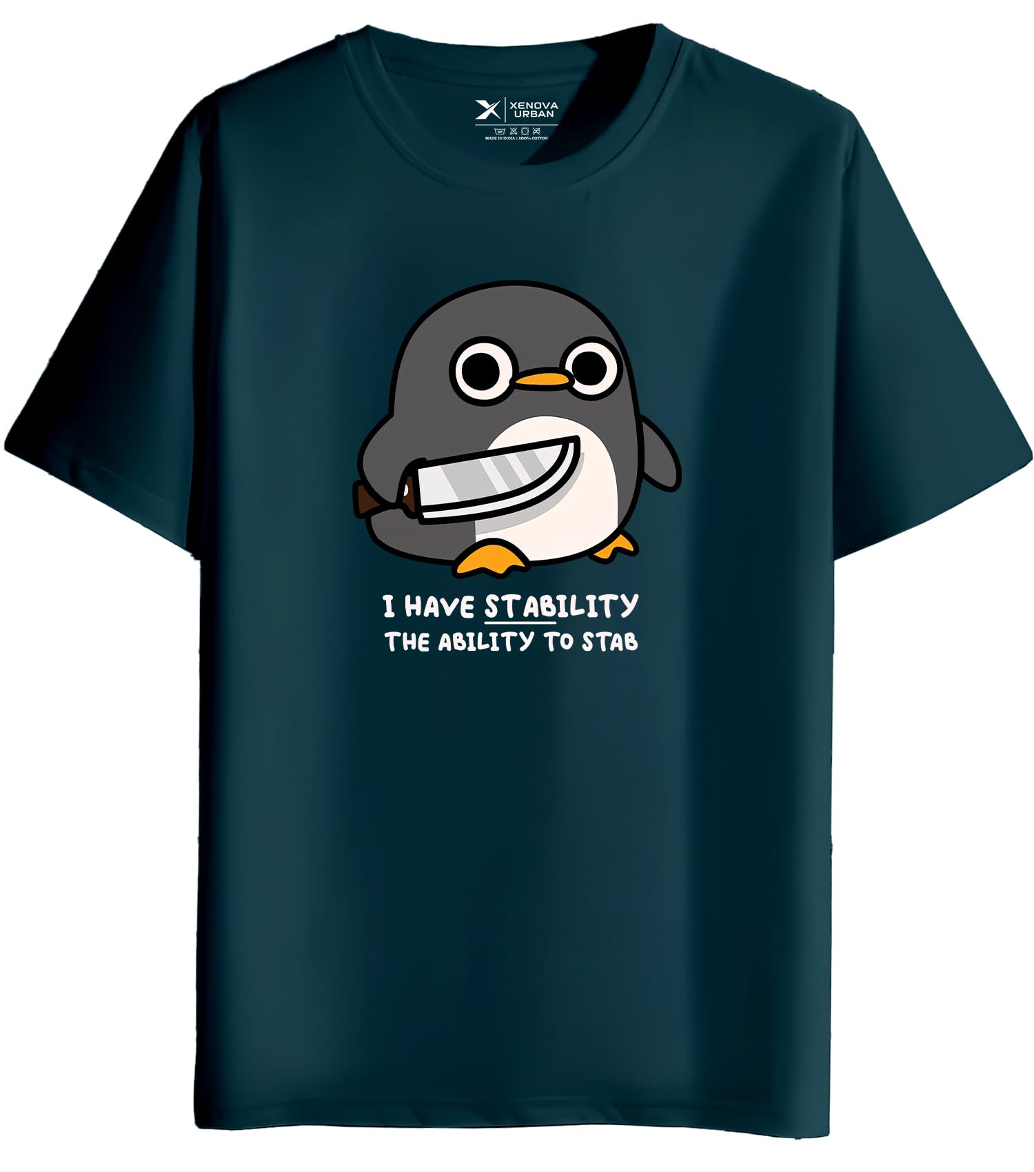xenovaurban Men's Graphic Printed RN-Penguin Round Neck Regular and Plus Size Cotton T-Shirt-picture-17