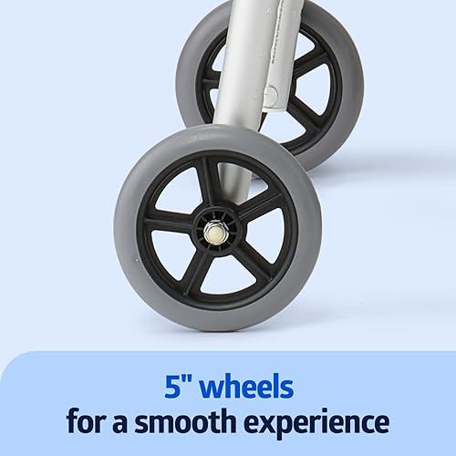 Miniatura 4 de Medline Andador plegable de dos botones con ruedas, metálico, 1 unidad