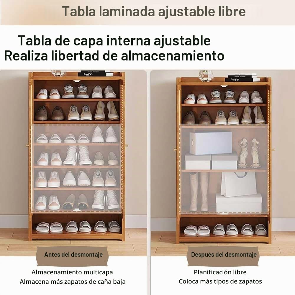 Mueble Zapatero De Bambú, Armario De Zapatos De 4 Pisos Independiente, con 2 Cajones Desplegables, Adecuado para Pasillos, Vestíbulos, 130 X 33 X 99cm