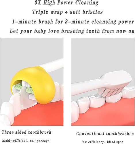 Miniatura 5 de 2 piezas de cepillo de dientes de 3 caras para autismo de tres cerdas para niños pequeños, cerdas suaves y suaves para el cuidado completo de los