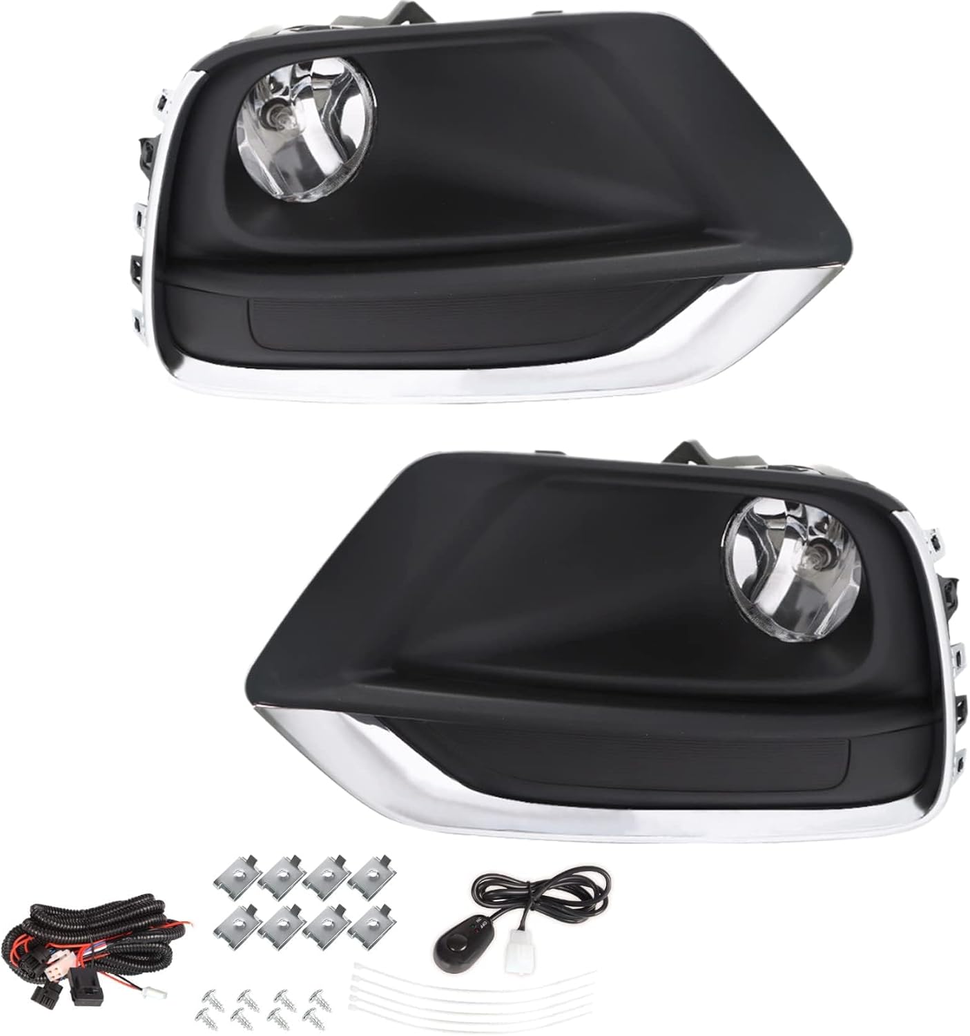 1 Pair of Clear Lens Fog Lights Assembly with Bulbs Wiring Switch Kit Replacement for Trax 2017-2018