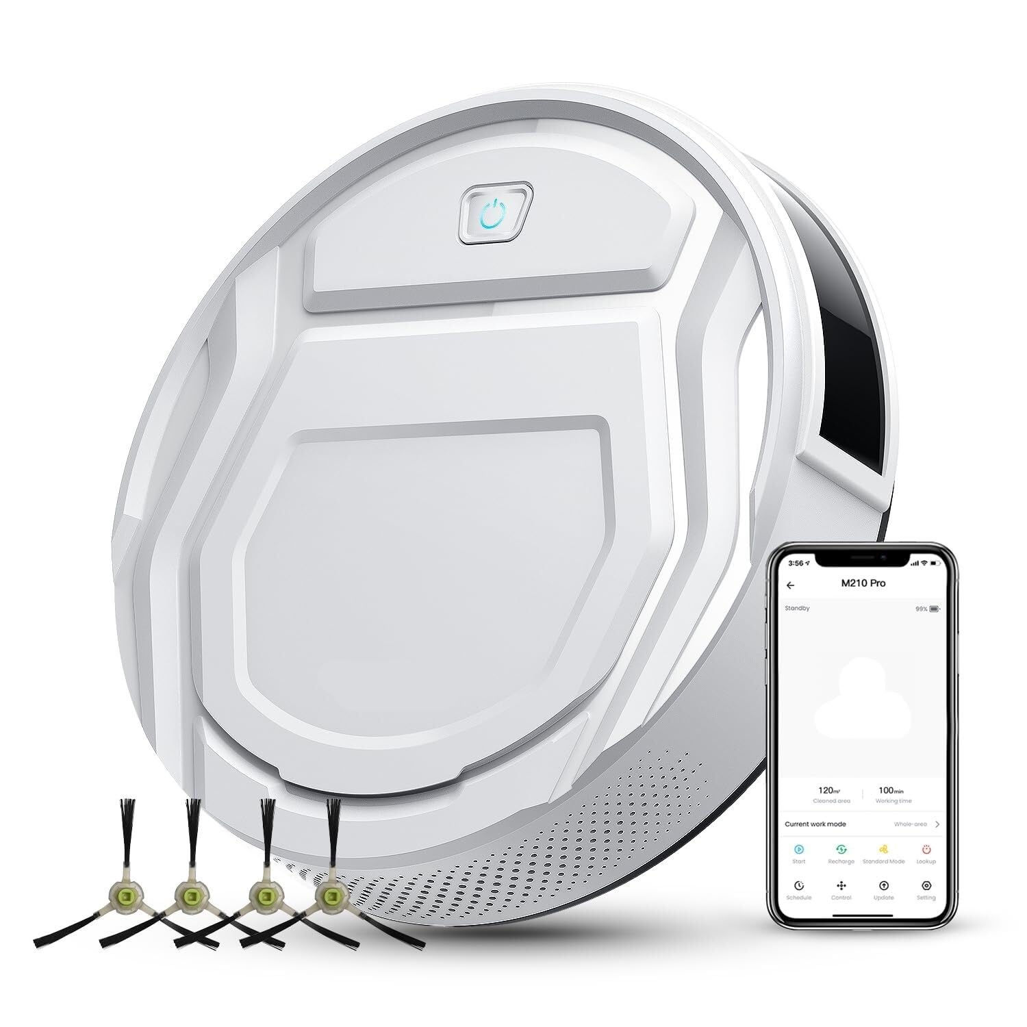 EWsdsfs M210 Pro Robot Vacuum Cleaner, 2200Pa Powerful Suction, 120 Mins Runtime, Automatic Self-Charging