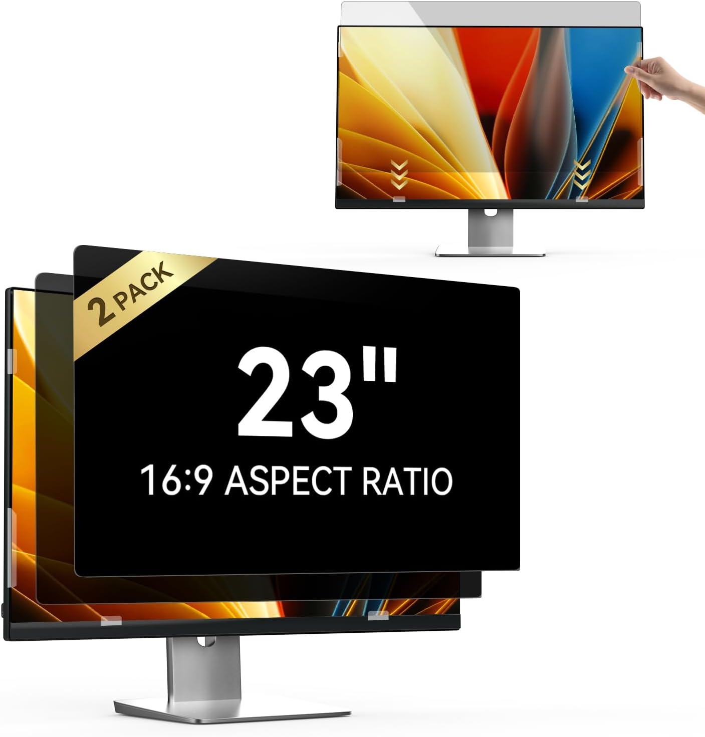 2Pcs Laptop Privacy Screen 23 Inch, Removable 16:9 Aspect Filter Screen Protector for 23 Inch Laptop, Screen Anti Peeping