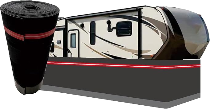 Mobile Home Skirting, RV Wheel Skirt Trailer Fender Skirts, Black 5th Camper Underbelly Cover No-Drill Snap Fasteners High Density Fiberboard Mesh Combo