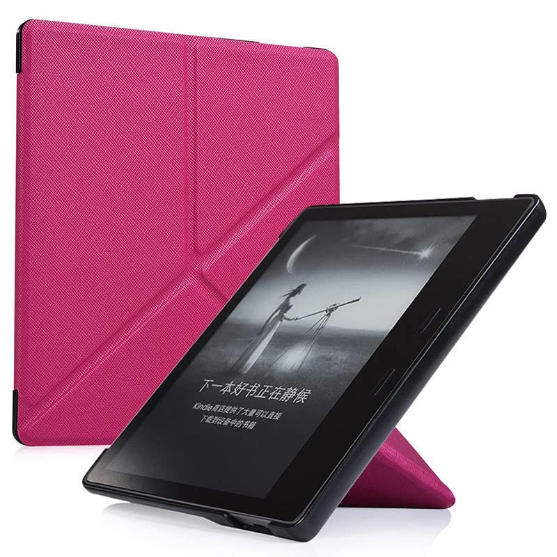 Image of Case for Kindle Oasis (10th Generation, 2019 Release and 9th Generation, 2017 Release) | Slim Cross Stripe Fold Stand Cover | Rose Red