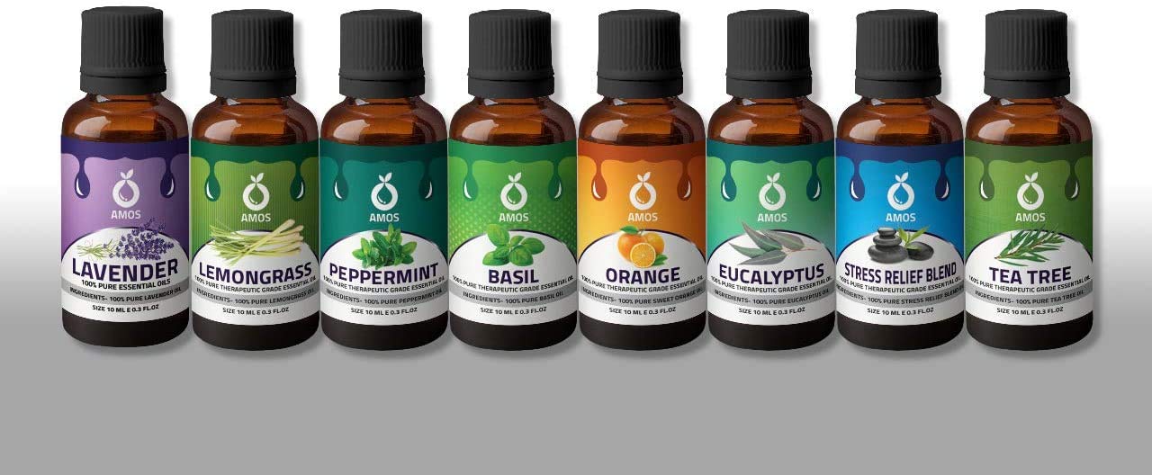 Essential Oils Set 100% Pure Natural Relieve Anxiety Oils Set for Diffuser, Humidifier, Massage, Aromatherapy, Skin & Hair Care, Candle making Scented, Aromatherapy Oils Set (10 ml each) set of 8