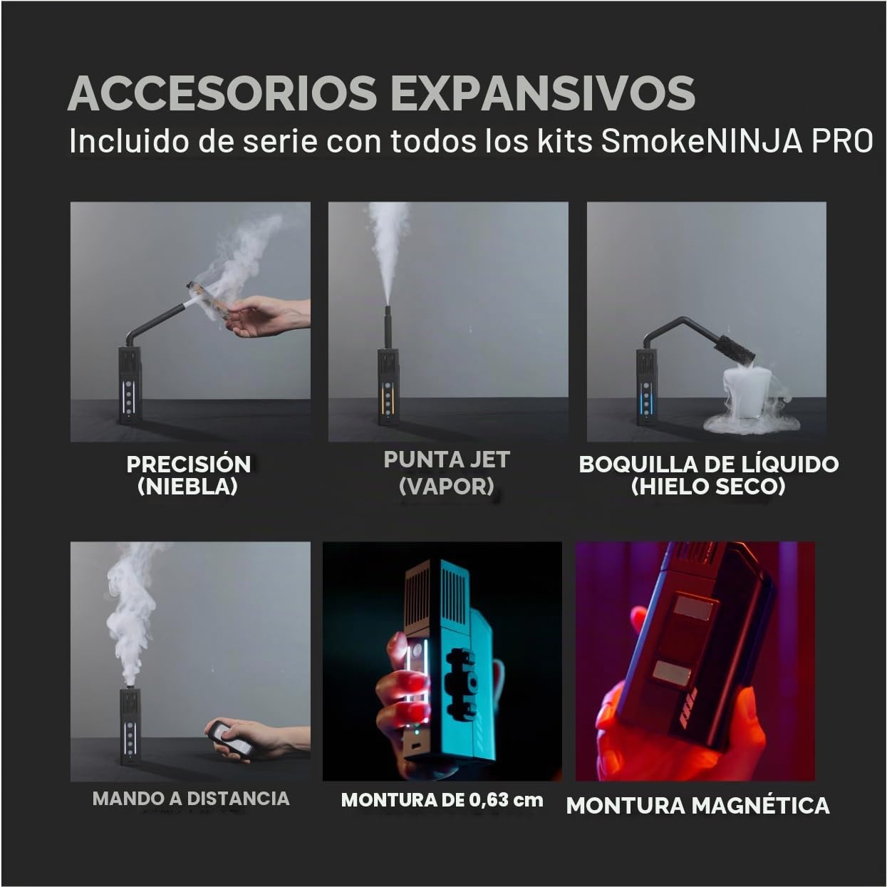 PMI SmokeNINJA PRO HAZER KIT - Máquina de humo portátil con Bluetooth y boquilla de niebla 3ª gen para cine, fotografía y eventos