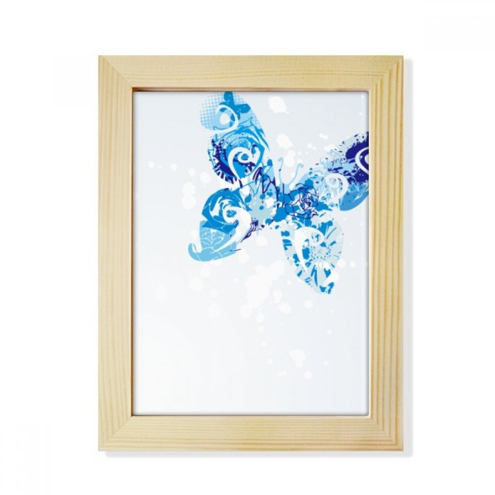 Marco de madera de foto azul con pintura artística de mariposa de alta definición de DIYthinker