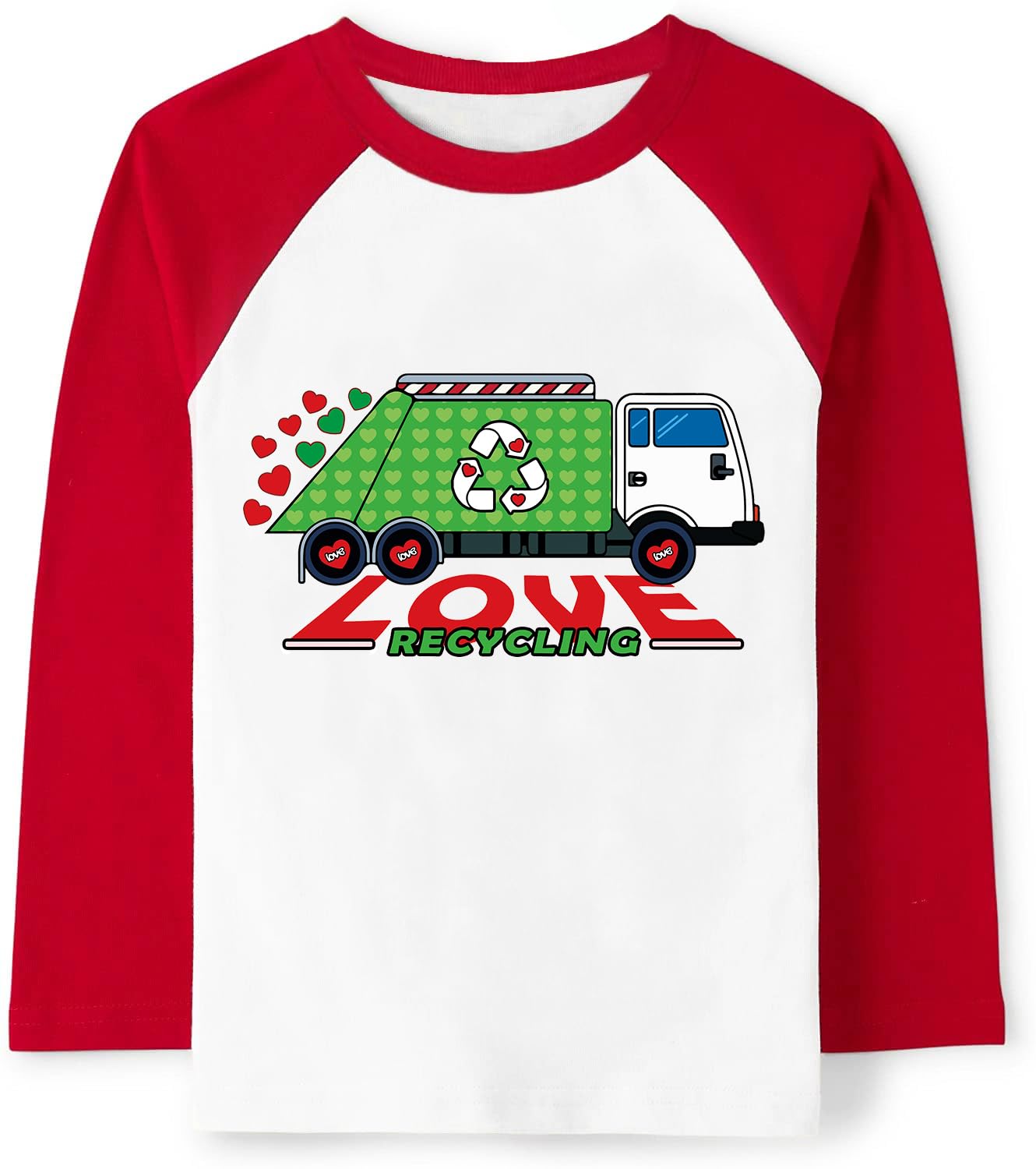 Tkria Boys Girls Valentine Shirts Raglan Long Sleeve Monster Truck Dinosaur Candy Love Heart Tops for Kids 2-10T