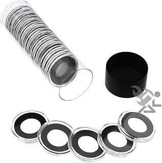 Black Lid Capsule Tube & 20 Air-Tite 16mm Black Ring Coin Holders for 1/10oz Gold Eagle