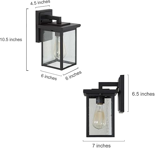 Miniatura 5 de Lámpara exterior negra, luces de porche al aire libre para montaje en pared, moderna lámpara de pared para exteriores, apliques rectangulares para