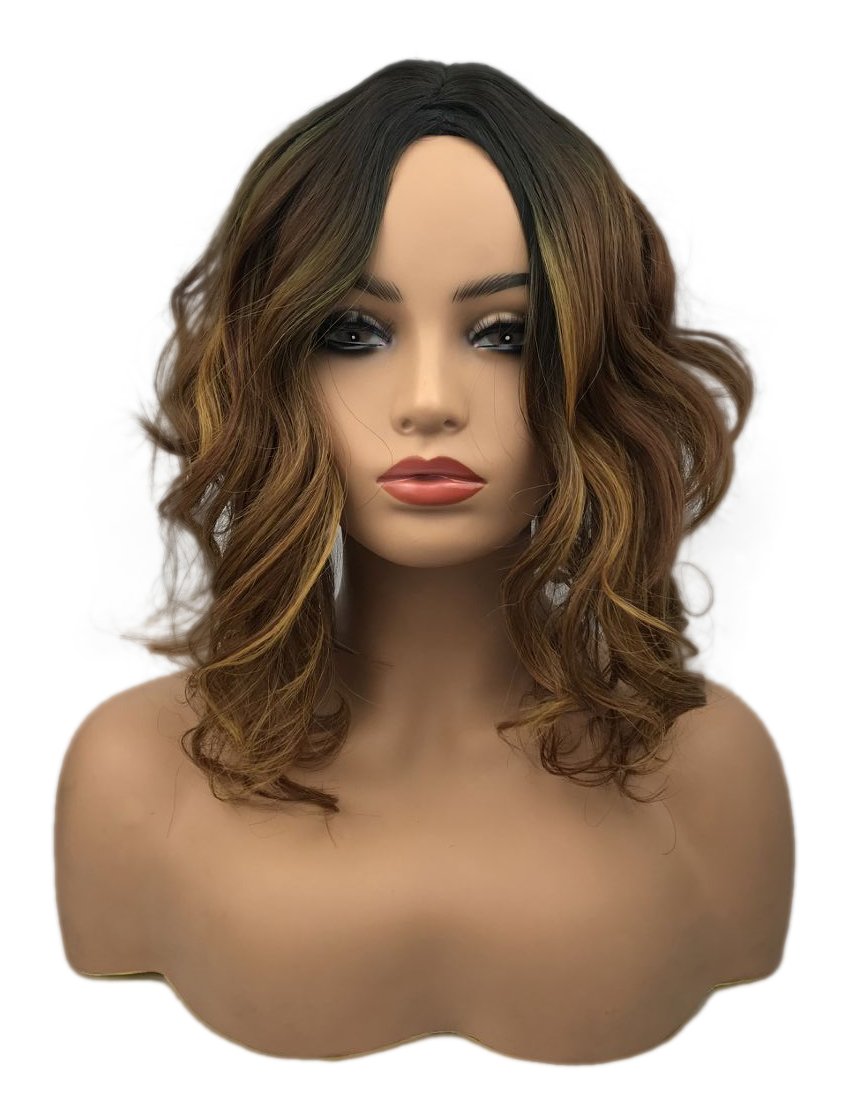Wiginway Medium Curly Wavy Auburn Blend Wigs For Black Women Synthetic Wig Natural Looking