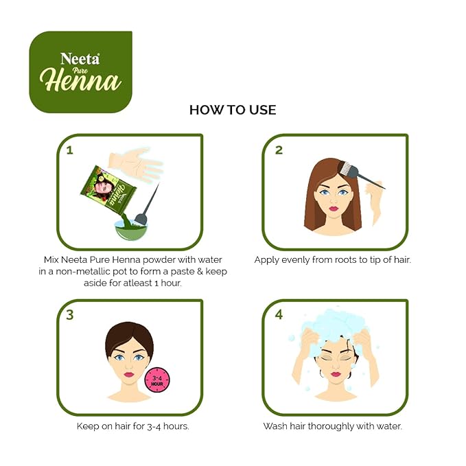 Neeta Pure Henna con 9 Hierbas 125g - Polvo de Henna Puro Natural miniatura 4