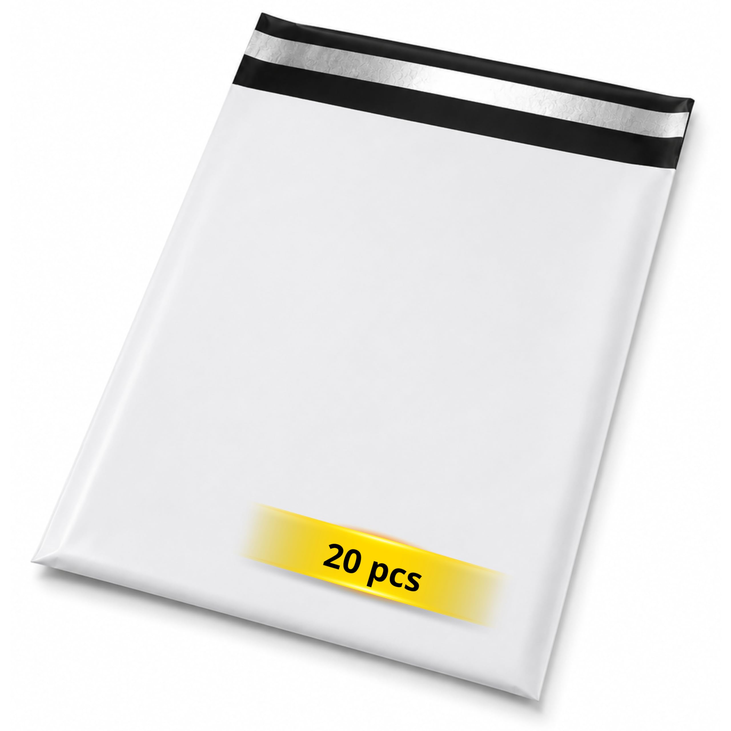 Pakomat foliopaki 20 sztuk 24 x 32 cm – samoprzylepne, nieprzezroczyste koperty wysyłkowe z LDPE 50 μm, białe foliopaki czarne w środku do odzieży, przesyłek, sprzedaży online i e-commerce