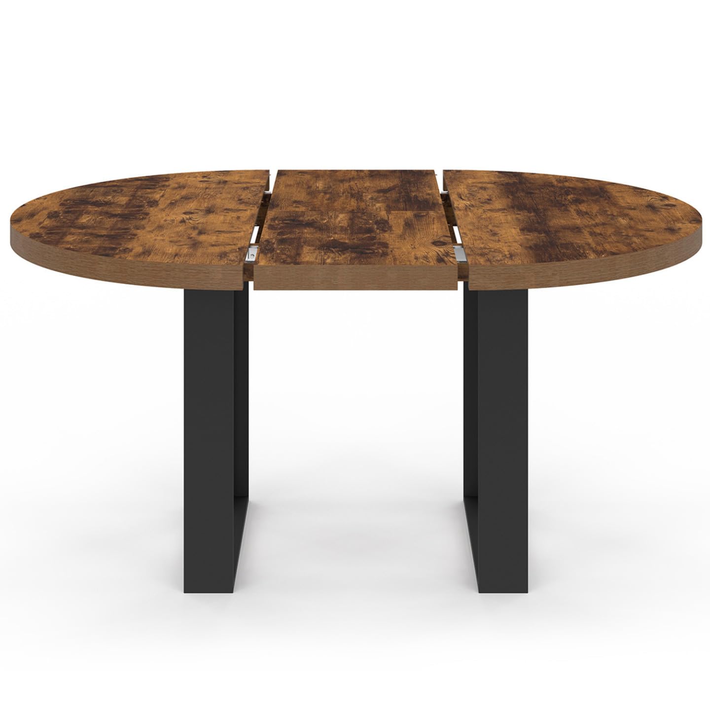 IDMarket - Table à Manger Extensible Ronde Phoenix 4-6 Personnes Bois foncé Effet Vieilli et Noir 110-150 cm