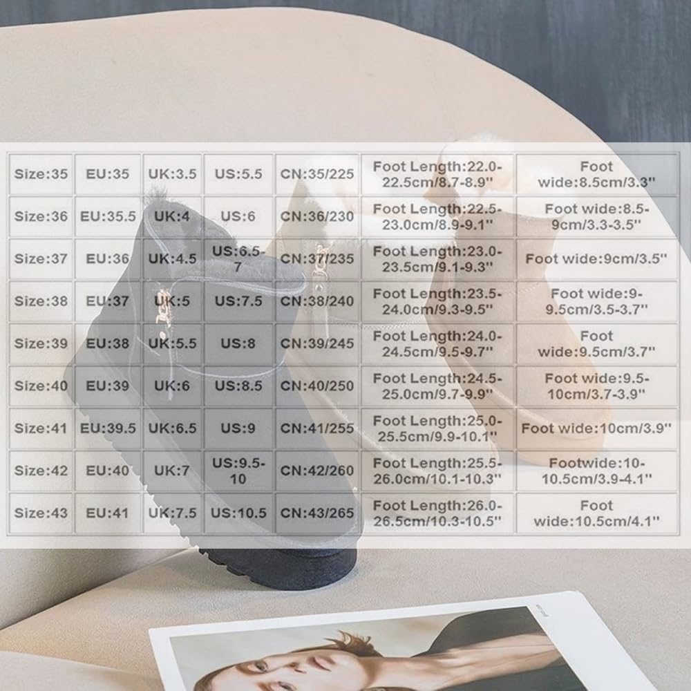 Womens Ankle Winter Boots, Ladies Furry Sherpa Lined Platform Snow Boots Fur Lined Short Mini Boot Cute Winter Shoes