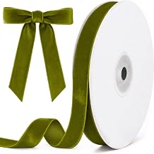 Tsorode 10 Yards Olive Green Velvet Ribbon for Christmas Tree, 5/8 Inch