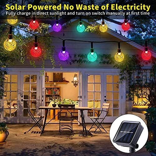 Solar String Lights,50LED 20Ft Solar/USB Powered Globe String Lights, Solar Fairy Christmas Lights Waterproof 8 Modes Indoor Outdoor Balcony Lights for Patio Wedding Christmas (Multicolor)