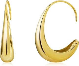 フックピアス レディース 18金 サージカルステンレス 「金の月」金属アレルギー対応 低刺激性 大きめ ピアス 細い ゴールド 三日月 大人 シンプル 普段使い プレゼント 20代 30代 40代