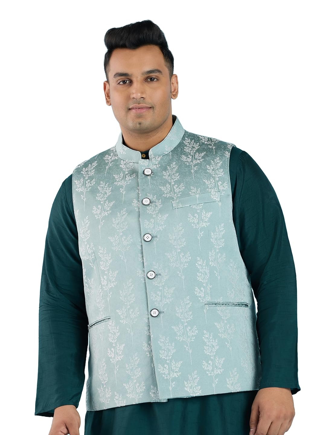 big hello – the plus life Men's Polyester Plus Size Waist Coat - Cream-picture-21