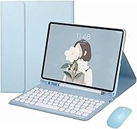 Vista 13 de Funda de teclado para Galaxy Tab S6 Lite de 10.4 pulgadas con teclado y mouse Bluetooth, cubierta de teclado desmontable de color caramelo, llave