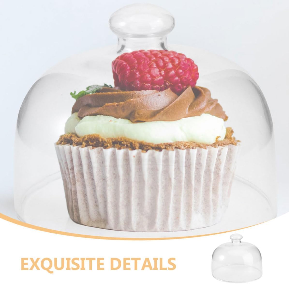 2pcs Glass Food Dust Cover Dome, round Small Cake Dome with High Transparency for Everyday Use and Display, Food Cover for Fruits and Desserts