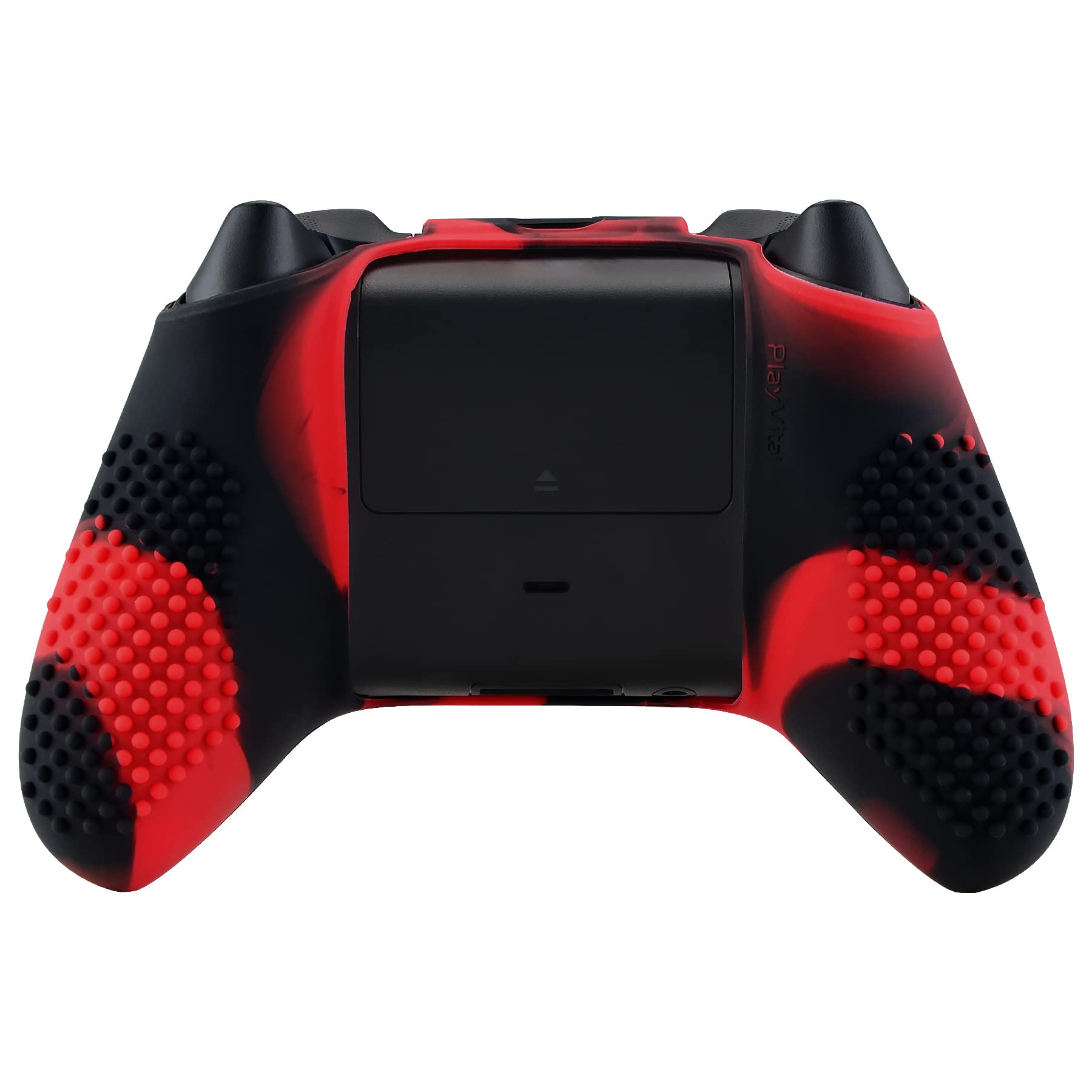 eXtremeRate PlayVital 3D Studded Edition Anti-Slip Silicone Cover Skin for Xbox Series X Controller, Soft Rubber Case Protector for Xbox Series S Controller with Black Thumb Grip Caps - Red & Black — view 9