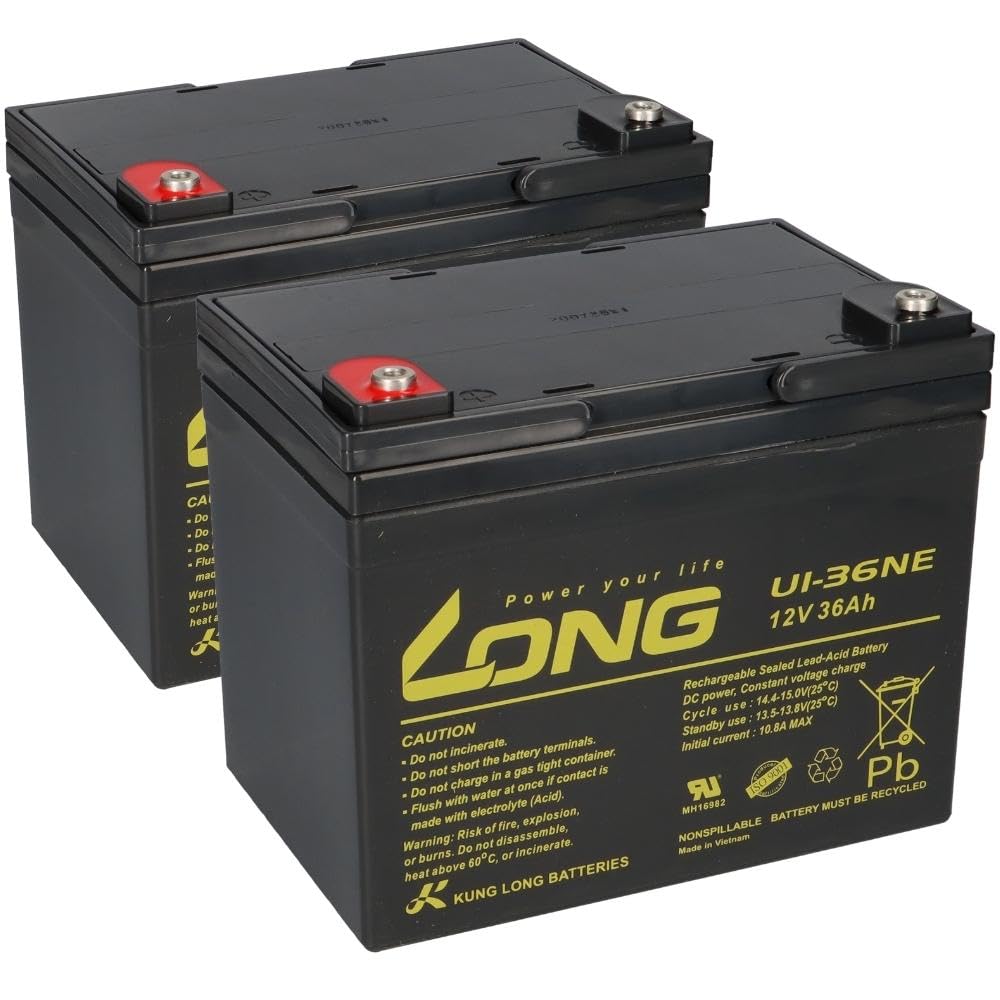Batería de repuesto para Invacare Butler 2 x 12 V (24 V) 36 Ah Ciclos Resistente AGM – Plomo – Larga duración – No requiere mantenimiento