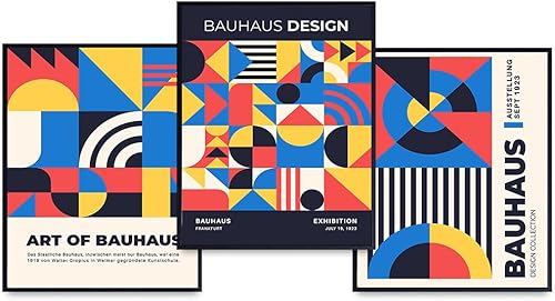 Bauhaus Wall Art Set - Vintage Retro Wall Decor - Geometric Wall Decor - Modern art, Contemporary art, Mid-century modern - Minimalist Home Decor -