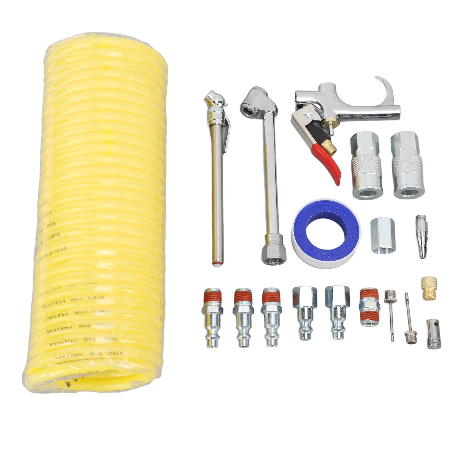 KANASI Kit de pistola de soplado neumática, juego de accesorios de conexión rápida de acero inoxidable de 20 piezas para limpieza y mantenimiento industrial