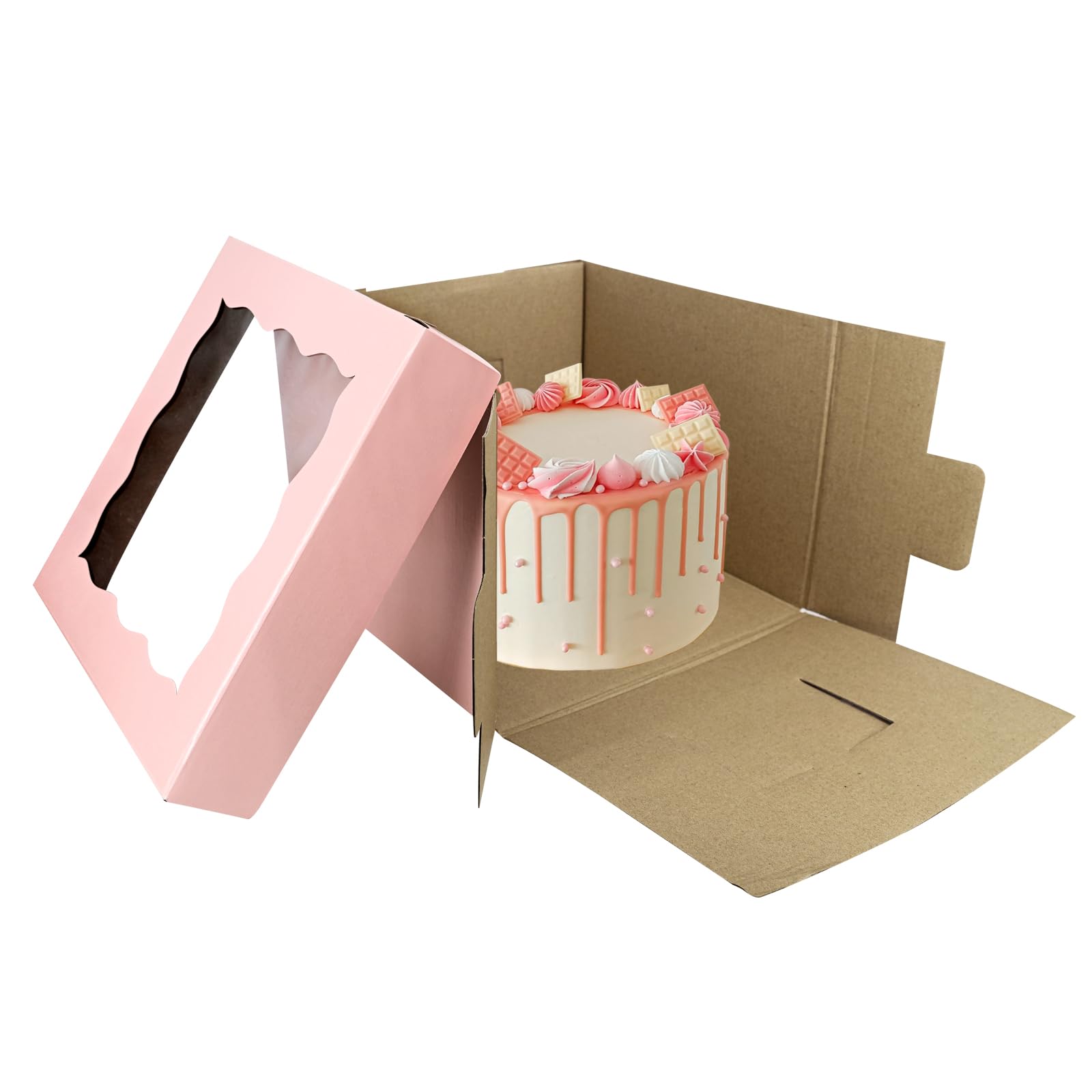 Plateau Jetable Buffet Boîtes En Kraft Avec Fenêtre - Lot De 15 Boîtes 25x25x6cm - Pour Pâtisseries, Cadeaux, événements Boite Patisserie