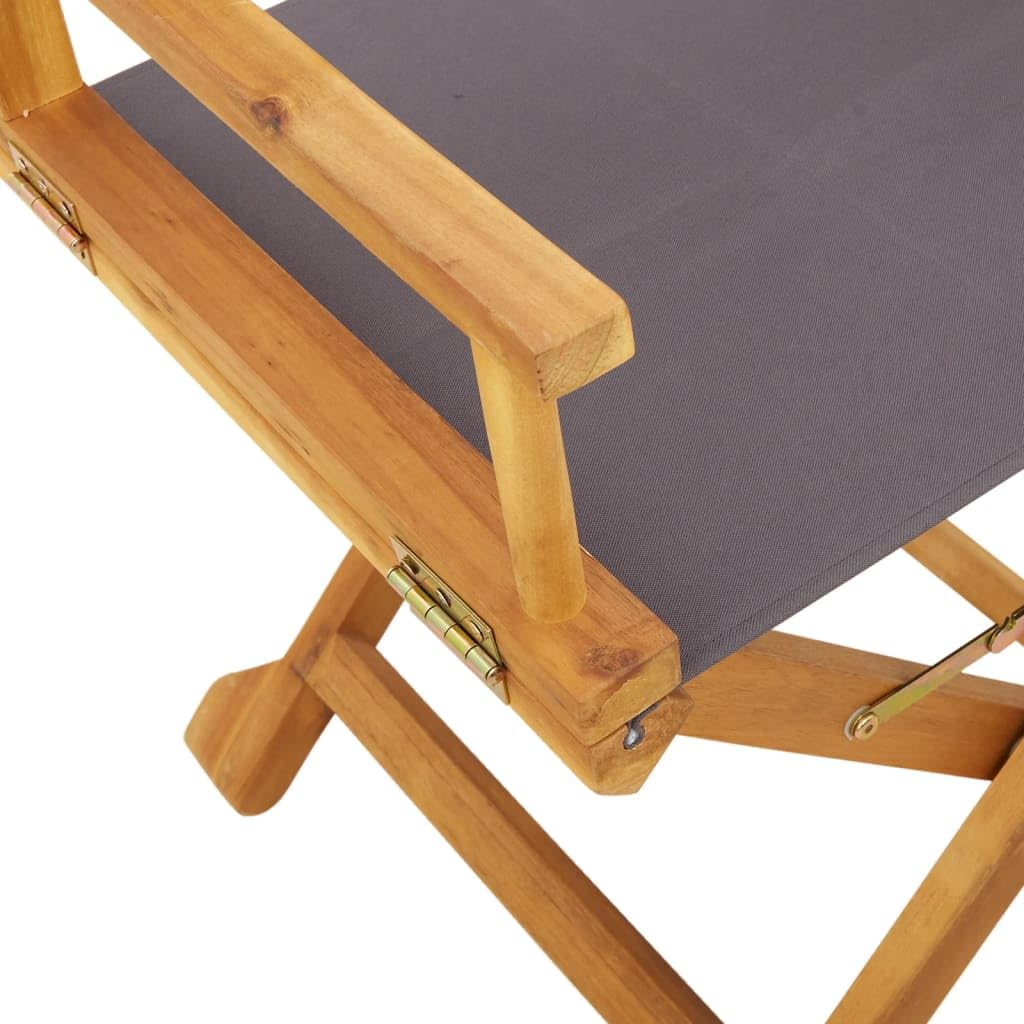 Klappbare Regiestühle 2 Stück Dunkelgrau Stoff, Akazienholz Rahmen, Gartenstuhl Balkonstuhl Campingstuhl mit Rückenlehne und Armlehne, faltbar, robust, vielseitig für Terrasse und Outdoor