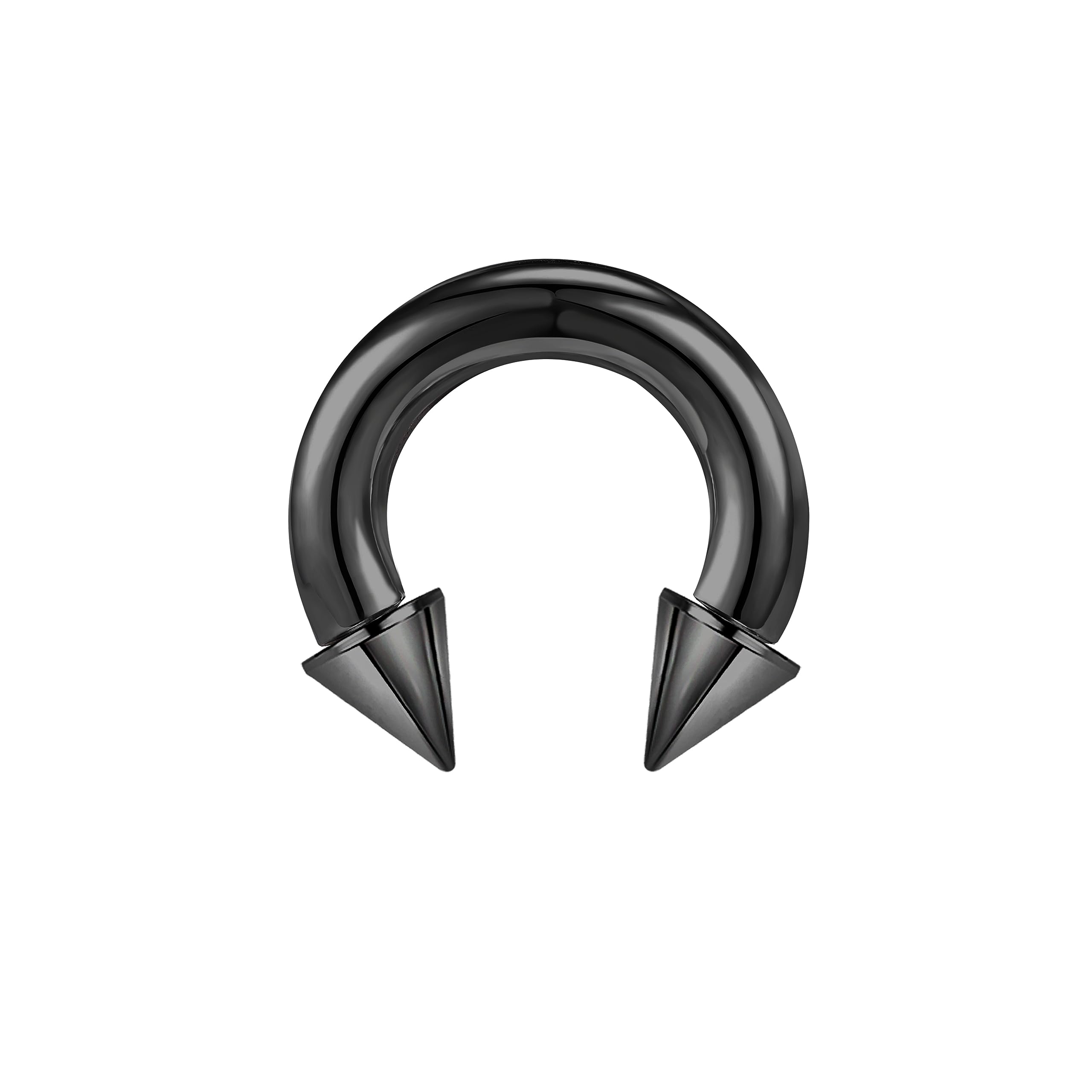 ZS Surgical Steel Spiked Horseshoe Circular Barbell, 00G 0G 2G 4G 6G 8G 12G 16G PA Rings, CBR Nose Septum Nipple Tragus Lip Ear Body Piercing Jewelry