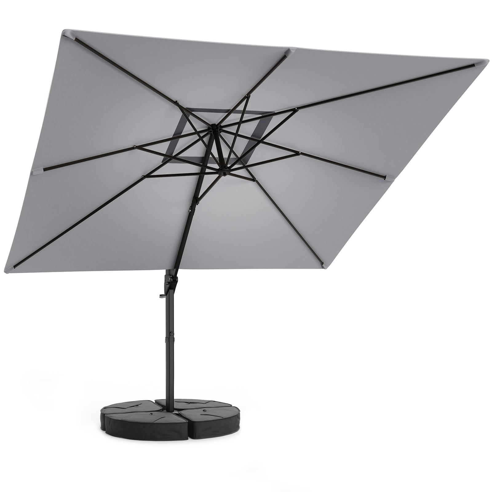 HOMRELEXA Sonnenschirm 300 x 300 cm Rechteckig mit Ständer und Kurbel, Gartenschirm mit Kreuzsockel, 360°Drehbar Parasol Windfest Gartenschirm Wasserdicht Marktschirm für Garten Deck Outdoor