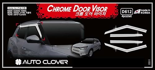 AUTOCLOVER Chome - Visera para ventana, protección de ventilación de lluvia y sol, 4 p para SsangYong Tivoli 2015-2018: X100