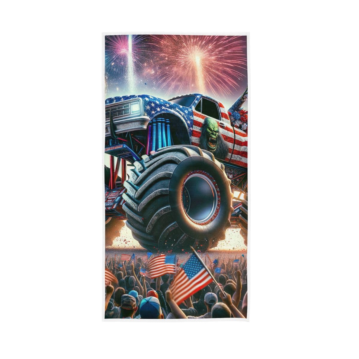 LSRCPD 4th of July Truck Hand Towel, Hand Towels and Wash Cloths for Bathroom 15 x 30 Inches