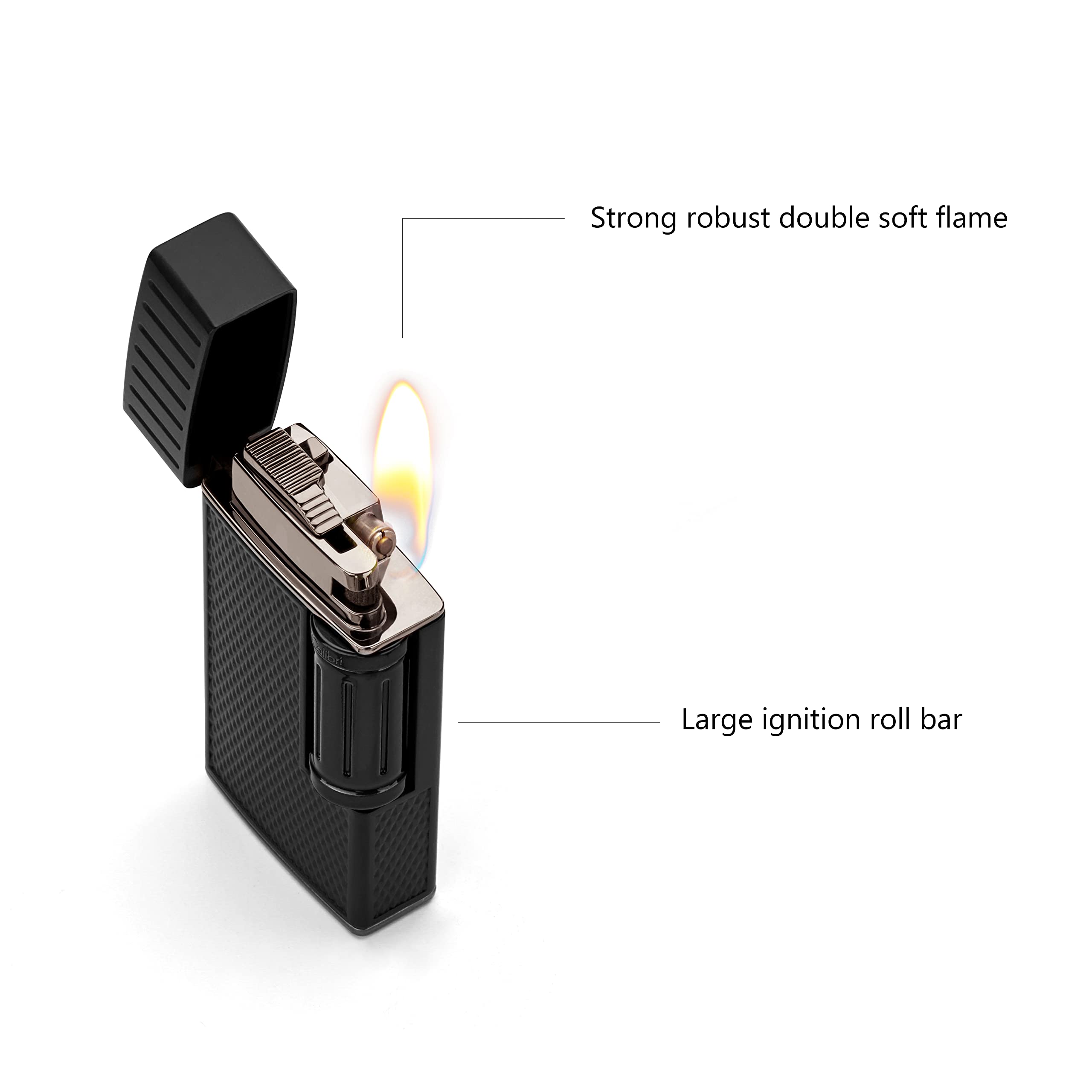 Colibri Julius feuerzeug mit Doppel Flamme | nachfüllbar | fur Zigarren und Zigaretten | Premium-Metallkonstruktion | Elegante Geschenkbox | Zwei Jahre Garantie | füllbar mit Butan, Nicht enthalten