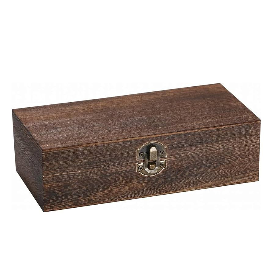 木製小物入れ ダークブラウン 約30cm x 20cm x 10cm 木製 木箱 収納ボックス 蓋付き 小物入れ 救急箱 裁縫箱 木製