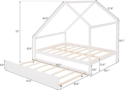 Miniatura 10 de Merax Cama nido Montessori de madera individual sofá cama de casa para niños niñas sin necesidad de somier gris