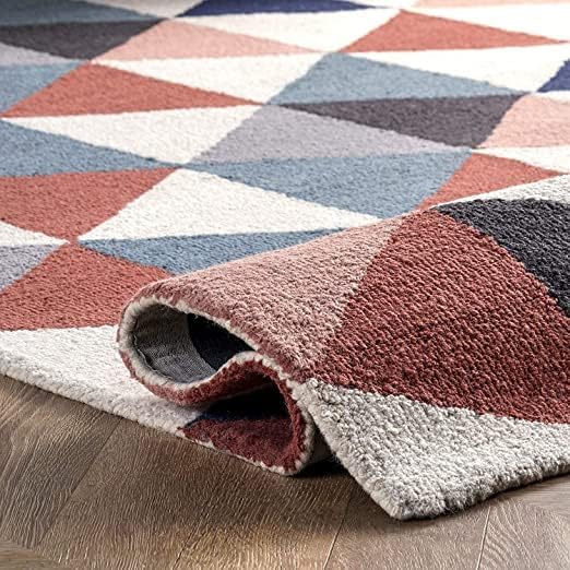 Image of Hand Tufted Wool Carpets Anti Shedding Rug Modern Carpets for Living Room Size 6x8 Feet
