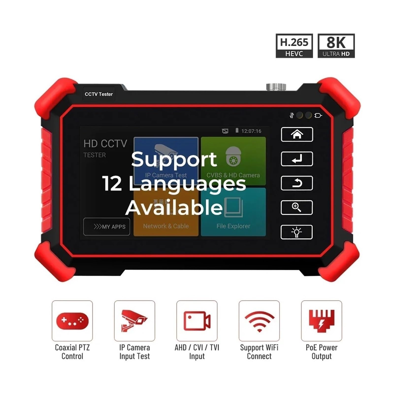 Testeur de vidéosurveillance, – Testeur De Caméra IP CCTV 4 Pouces, Mini Moniteur 8K H.265, Test du Flux Principal AHD CVI TVI avec Sortie Puissance PoE