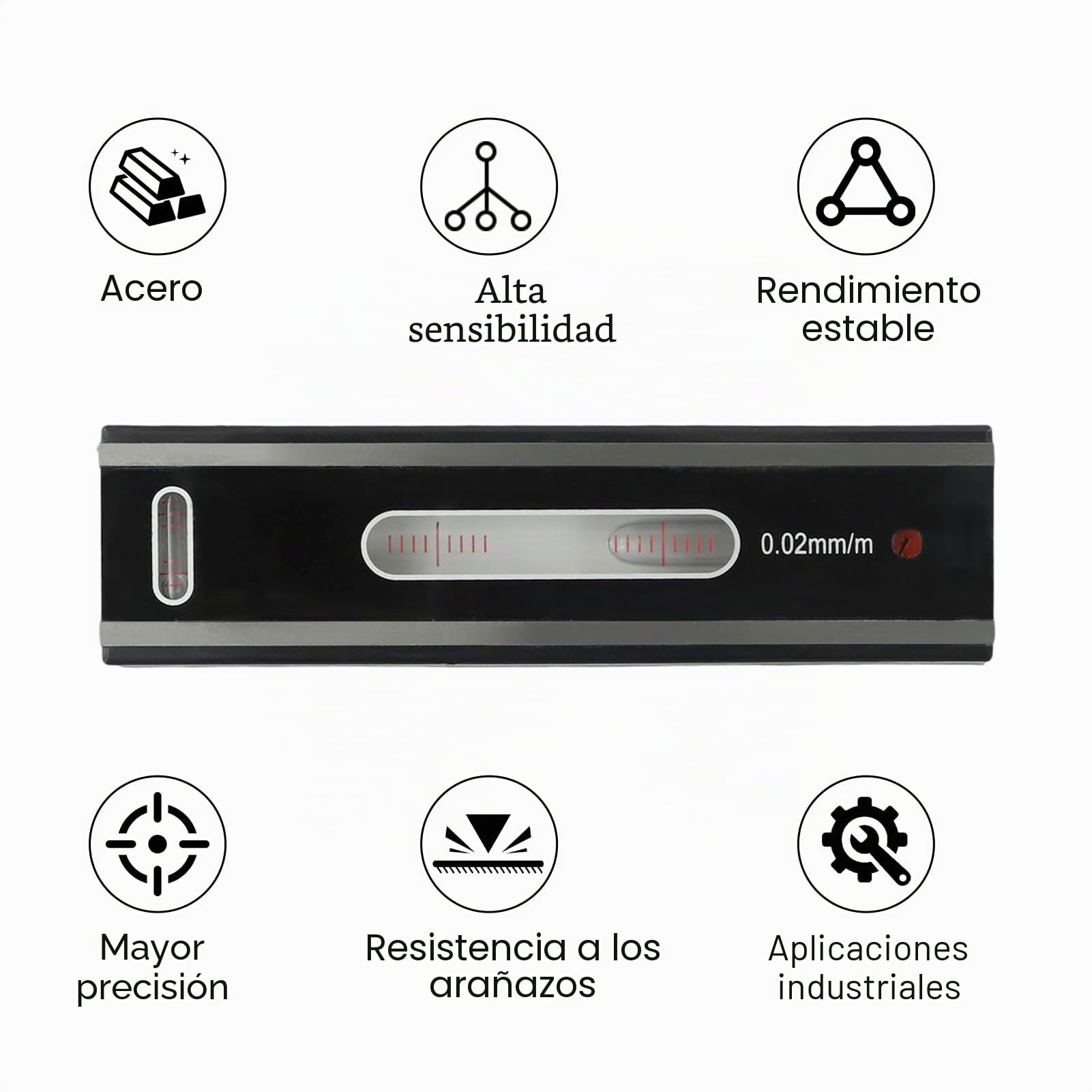 Nivel de tira de alta precisión de 0,02 mm, 100/150/200, nivel de ajuste de acero de grado industrial, 100 mm