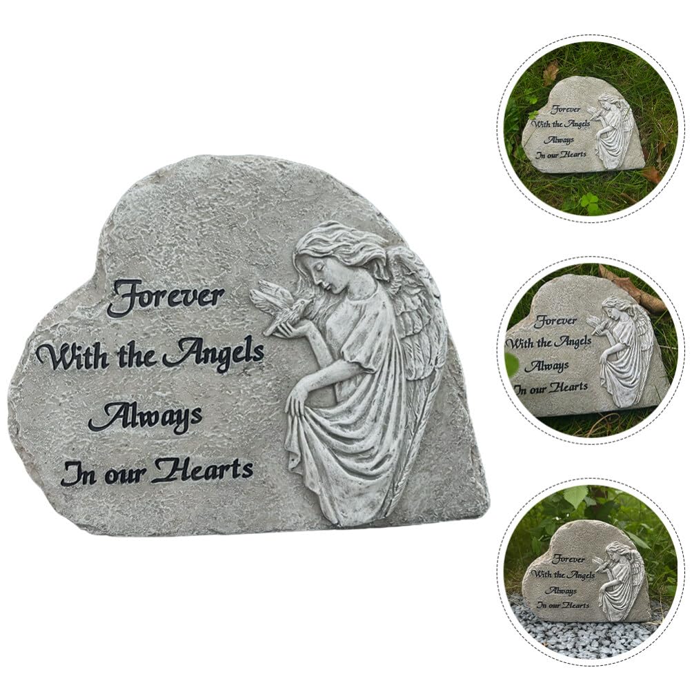 VANZACK Statua Angelo Commemorativa a Cuore in Resina per Giardino Esterno
